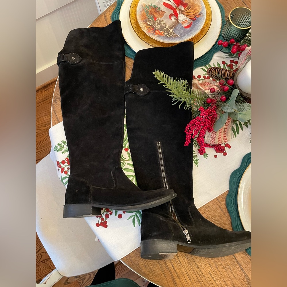 Frye Black Suede Over The Knee Boot